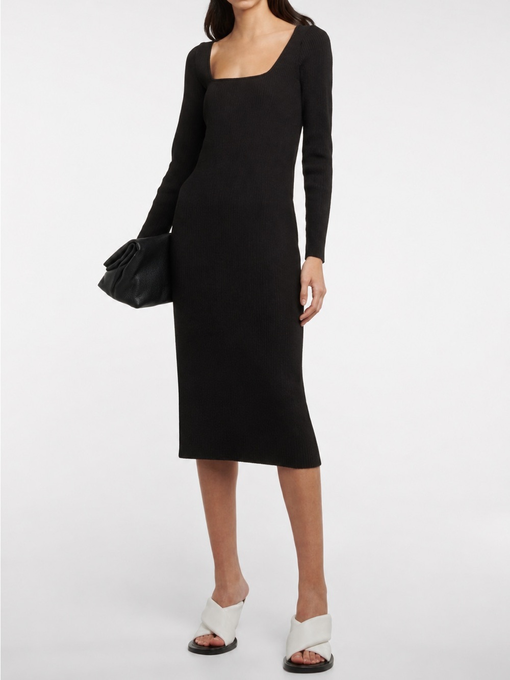 VINCE Designer Ribbed Knit Midi  Dress Large Cocktail Wedding Guest Evening